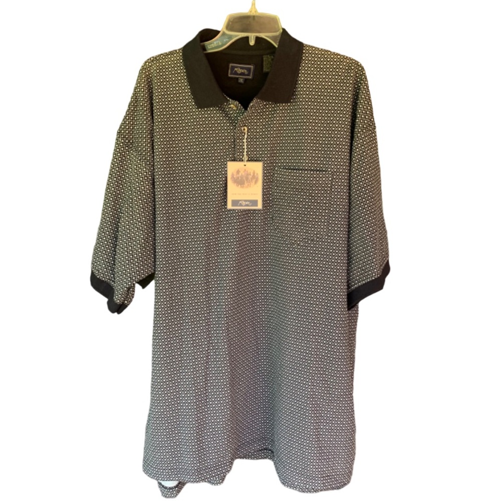 Roper Short Sleeve Polo Black/Gray Pattern Men’s Size 2XL Cowboy Western NWT